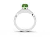 Platinum Cushion Cut Peridot  Halo Twist Band Solitaire Prong Setting Ring_15