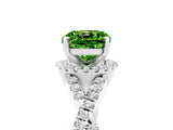Platinum Cushion Cut Peridot  Halo Twist Band Solitaire Prong Setting Ring_17