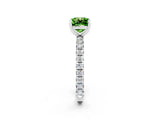 Platinum Cushion Cut Peridot Pavé Solitaire Ring with Round Band and Prong Setting_44