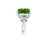 Platinum Cushion Cut Peridot Solitaire Engagement Ring with Classic Band and Four-Prong Setting_29
