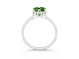 Platinum Cushion Cut Peridot Solitaire Ring with Flower Prong Setting and Classic Band_3
