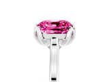 Platinum Cushion Cut Pink Sapphire Solitaire Ring with Flower Prong Setting and Classic Band_5