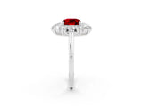 Platinum Cushion Cut Ruby Floral Double Halo Engagement Ring with Prong Setting_152