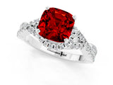 Platinum Cushion Cut Ruby  Halo Twist Band Solitaire Prong Setting Ring_13