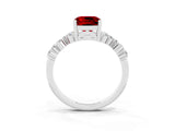Platinum Cushion Cut Ruby Scattered Round Accent Ring with Prong Setting_45