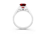 Platinum Cushion Cut Ruby Solitaire Engagement Ring with Cathedral Setting and Four-Prong Mount_3