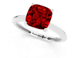 Platinum Cushion Cut Ruby Solitaire Engagement Ring with Classic Band and Four-Prong Setting_13