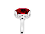 Platinum Cushion Cut Ruby Solitaire Ring with Flower Prong Setting and Classic Band_5