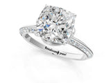 Platinum Cushion Cut Solitaire Split Shank Pave Diamond Engagement Ring with Four-Prong Setting_50