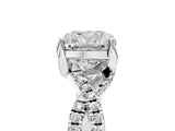 Platinum Cushion Cut Solitaire Twist Pave Diamond Engagement Ring with Prong Setting_24