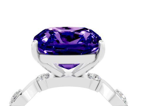 Platinum Cushion Cut Solitaire Twisted Band with Prong Setting_15