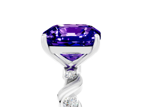 Platinum Cushion Cut Solitaire Twisted Band with Prong Setting_16