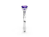 Platinum Cushion Cut Tanzanite Engagement Ring with Side Stone Accents and Four-Prong Setting_14