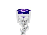 Platinum Cushion Cut Tanzanite Scattered Round Accent Ring with Prong Setting_53