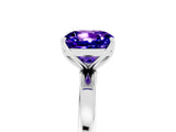 Platinum Cushion Cut Tanzanite Solitaire Ring with Thin Band and Prong Setting_47
