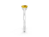 Platinum Cushion Cut Yellow Sapphire Solitaire Engagement Ring with Cathedral Setting and Four-Prong Mount_2