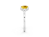 Platinum Cushion Cut Yellow Sapphire Solitaire Ring with Flower Prong Setting and Classic Band_14