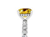 Platinum Cushion Cut Yellow Sapphire Solitaire Ring with Round  Pavé Band and Four-Prong Setting_41