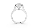 Platinum Cushion Diamond Halo Ring with Milgrain Frame and Pavé Band 3