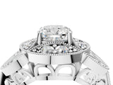 Platinum Cushion Diamond Milgrain Marquise Filigree Engagement Ring with Prong Setting_10