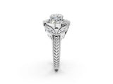 Platinum Cushion Diamond Milgrain Marquise Filigree Engagement Ring with Prong Setting_8