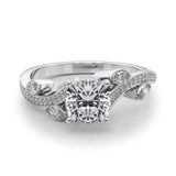 Platinum Cushion Diamond Swirl Band with Prong Setting