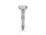 Platinum Cushion Halo Diamond Engagement Ring with Split Shank and Four-Prong Setting 2