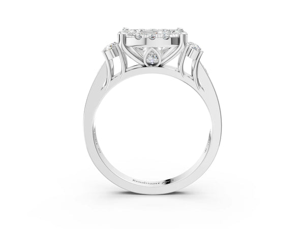 Platinum Cushion Cut Graduated Channel Halo Engagement Ring Setting