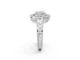 Platinum Cushion Halo Diamond Ring with Milgrain Bezel and Prong Setting_8