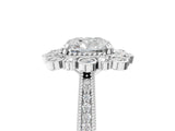 Platinum Cushion Halo Milgrain Pave Diamond Ring with Four-Prong Setting 5