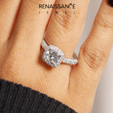 Platinum Cushion Halo Pave Band Prong Setting Ring_39