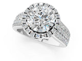 Platinum Cushion Halo Round Diamond Pave Band with Prong Setting 1