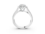 Platinum Cushion Halo Round Diamond Pave Band with Prong Setting 3