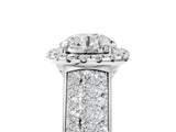 Platinum Cushion Halo Round Diamond Pave Band with Prong Setting 5