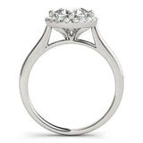 Platinum Cushion Halo Round Diamond Solitaire Engagement Ring with Pave Band and Four-Prong Setting 2
