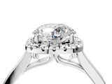 Platinum Cushion Halo Round Diamond Solitaire Ring with Pavé Band and Four-Prong Setting_30