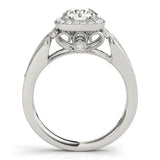 Platinum Cushion Halo Round Diamond Split Shank Milgrain Ring 2