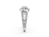 Platinum Cushion Halo Split Shank Milgrain Diamond Ring_28