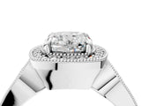 Platinum Cushion Halo Split Shank Milgrain Diamond Ring_30