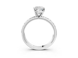 Platinum Cushion Solitaire Diamond Engagement Ring with XO Engraved Band and Four-Prong Setting 3