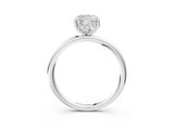 Platinum Cushion Solitaire Diamond Ring with a Classic Band and Four-Prong Setting 3