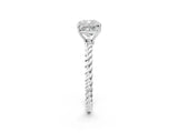 Platinum Cushion Solitaire Twist Band Ring with Four-Prong Setting_14