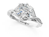Platinum Cushion Solitaire Twist Band Six-Prong Setting 1