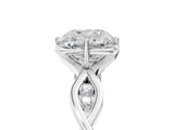 Platinum Cushion Solitaire Twist Band with Leaf Prong Setting