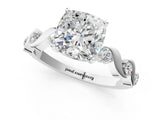 Platinum Cushion Solitaire Twisted Band with Prong Setting 1
