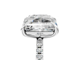 Platinum Cushion and Emerald Toi Moi Ring with Prong Setting and Micro Pave Band 5