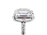 Platinum Cushion and Emerald Toi Moi Ring with Prong Setting and Pave Band 5