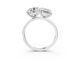 Platinum Cushion and Emerald Toi Moi Ring with Prong Setting and Plain Band 3