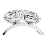 Platinum Cushion and Emerald Toi Moi Ring with Prong Setting and Plain Band 4