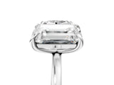Platinum Cushion and Emerald Toi Moi Ring with Prong Setting and Plain Band 5